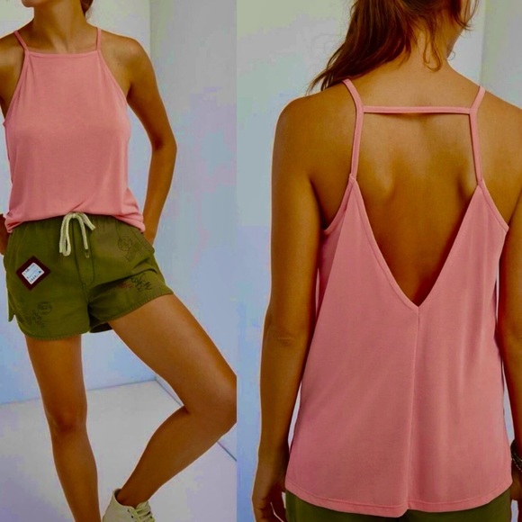 Anthropologie Eri + Ali Open Back Tank top Pink NEW Lightweight Breathable Sz M - Picture 1 of 11